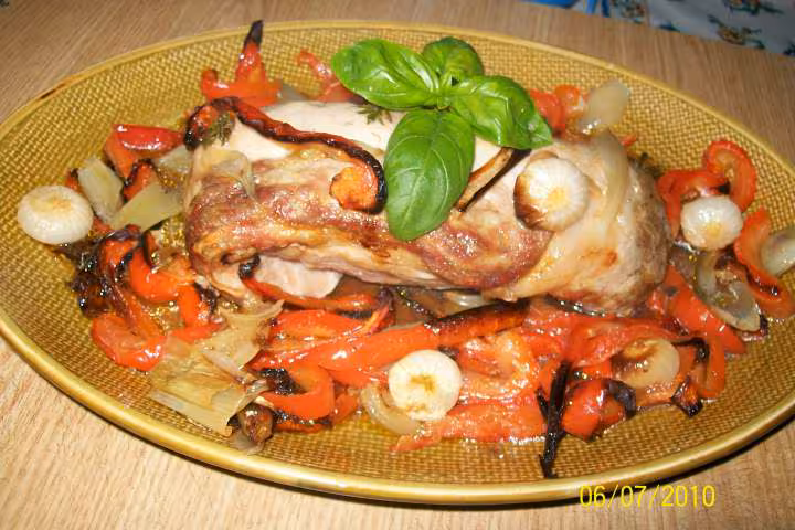 Longe de porc aux poivrons rouges
