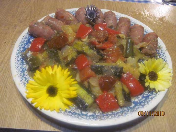 Melees de legumes aux saucisses de toulouse