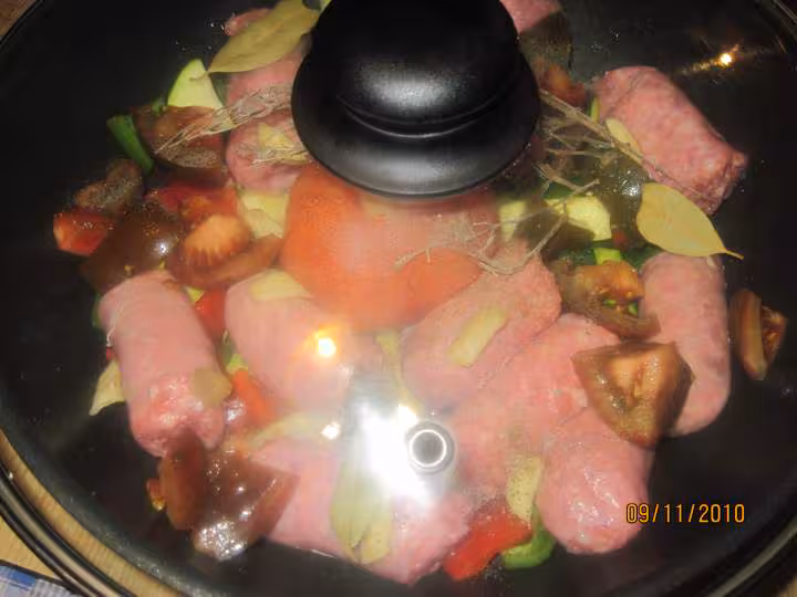 Melees de legumes aux saucisses de toulouse