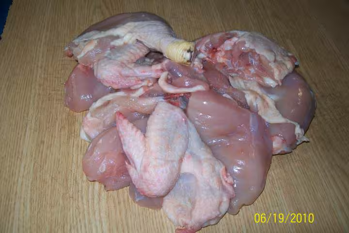 Morceaux de poulet aux vin et legumes