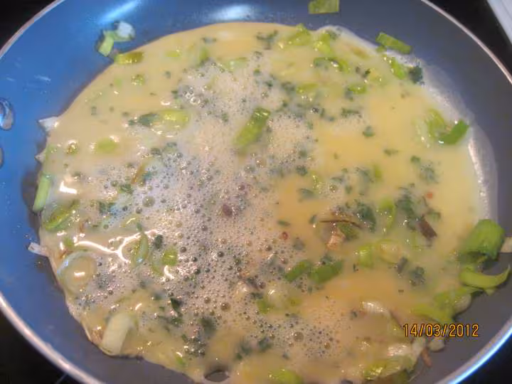 Omelette au poireau