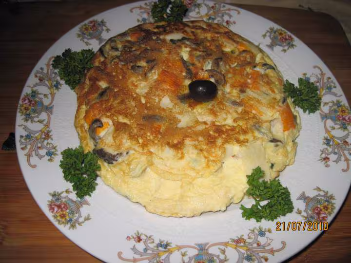 Omelette au surimi et au pleurotes