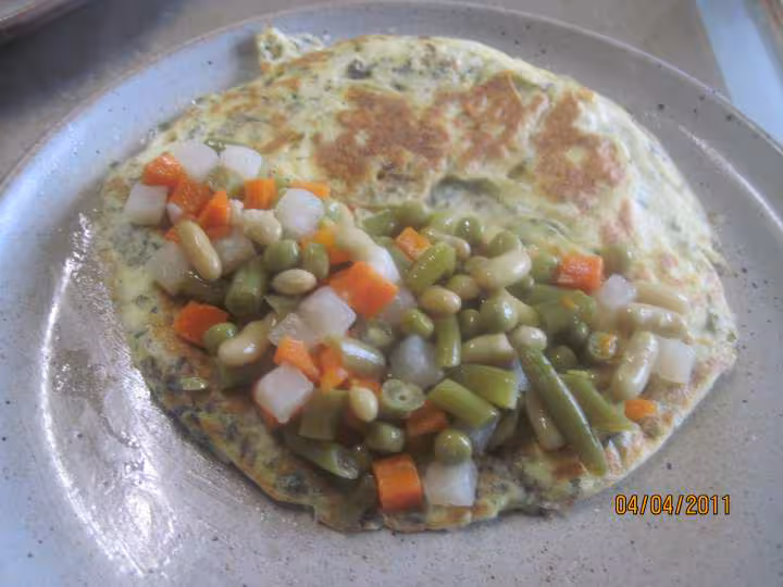 Omelettes garnies aux petits legumes