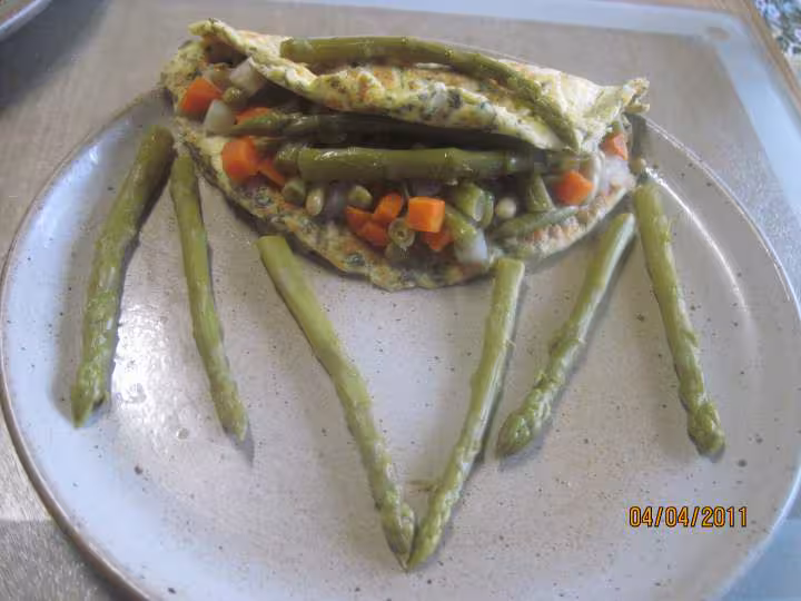 Omelettes garnies aux petits legumes