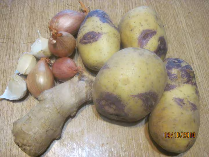 P de terre blue belle sautee garnie de champignons