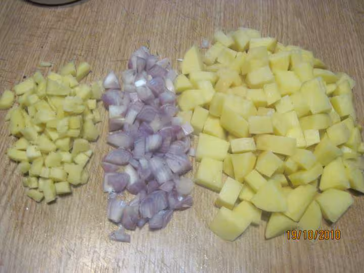 P de terre blue belle sautee garnie de champignons