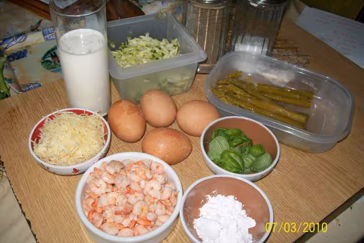 Pain de courgette asperges aux crevettes
