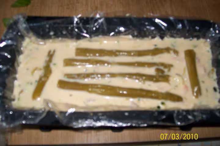 Pain de courgette asperges aux crevettes