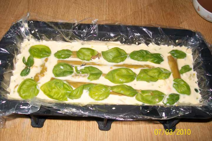 Pain de courgette asperges aux crevettes