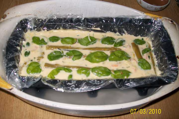 Pain de courgette asperges aux crevettes