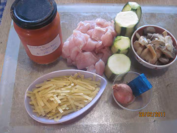 Papillotes aux cubes de poulet pates legumes
