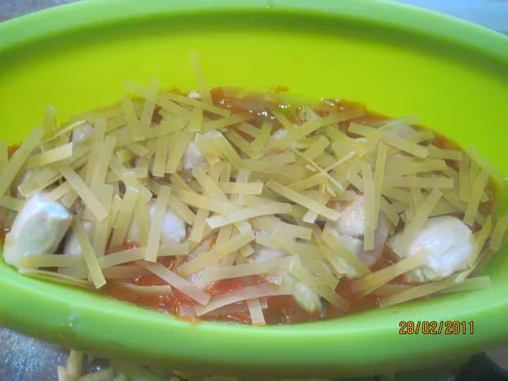 Papillotes aux cubes de poulet pates legumes