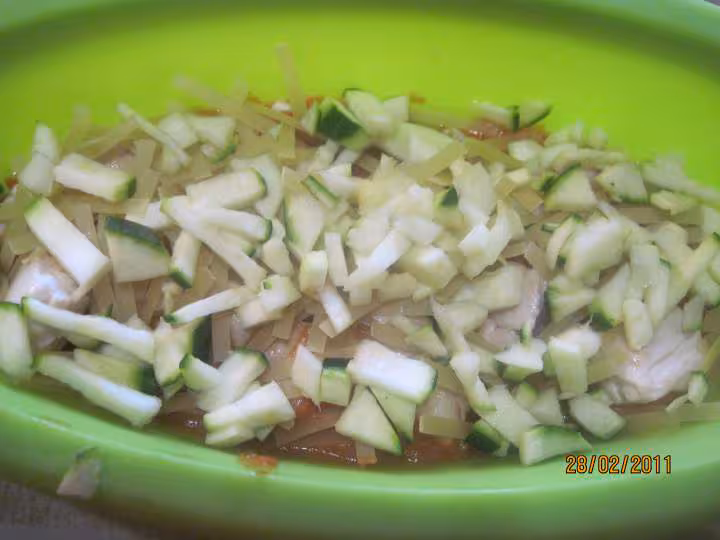 Papillotes aux cubes de poulet pates legumes