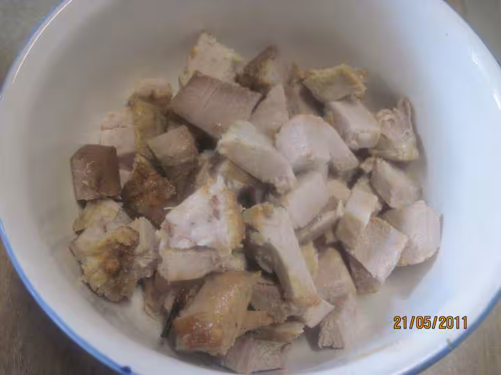 Papillotes brunoise de legumes et de porc