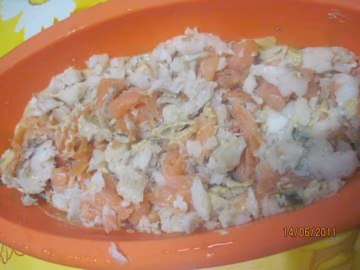Pate aux poissons champignons en sauce