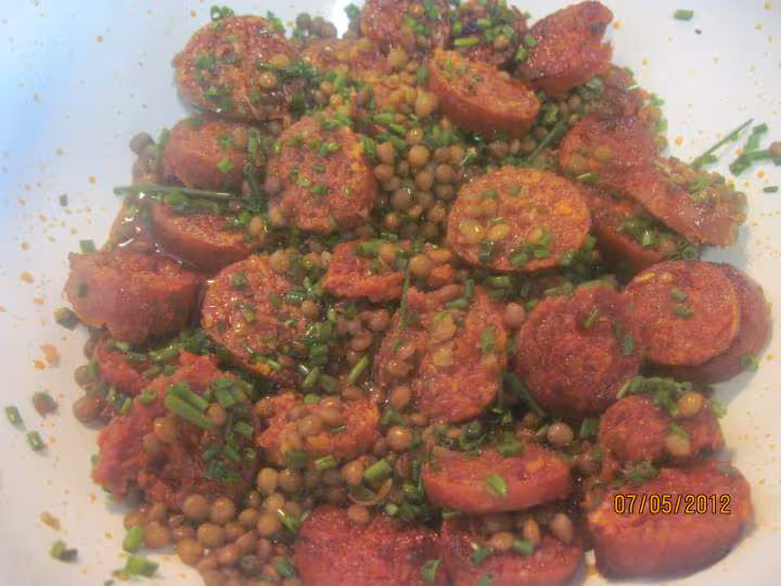 Pate farfalles au chorizo et lentilles