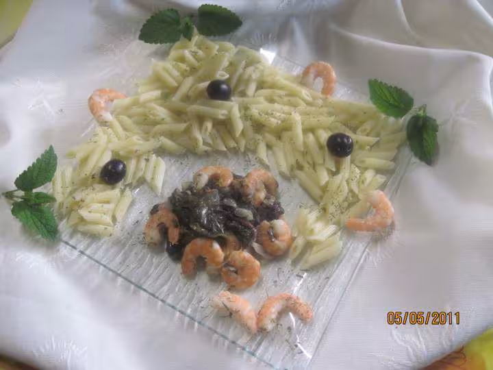 Pate pennes a l oseille et crevettes