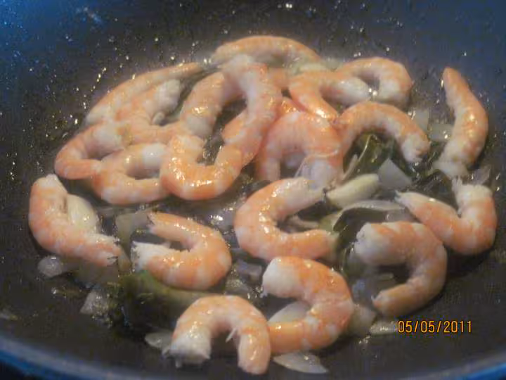 Pate pennes a l oseille et crevettes