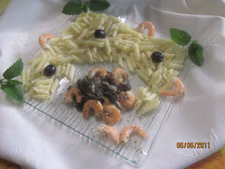 Pate pennes a l oseille et crevettes