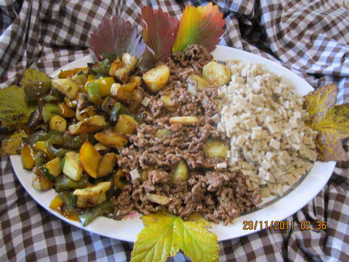 Pates crozets de savoie au boeuf et poivrons