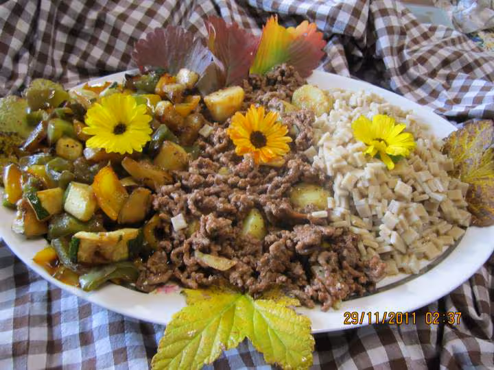 Pates crozets de savoie au boeuf et poivrons
