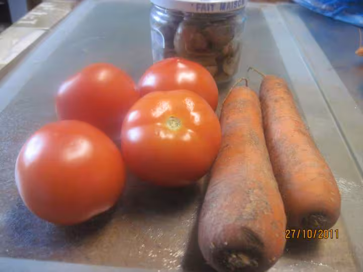Pave de cabillaud aux legumes crevettes