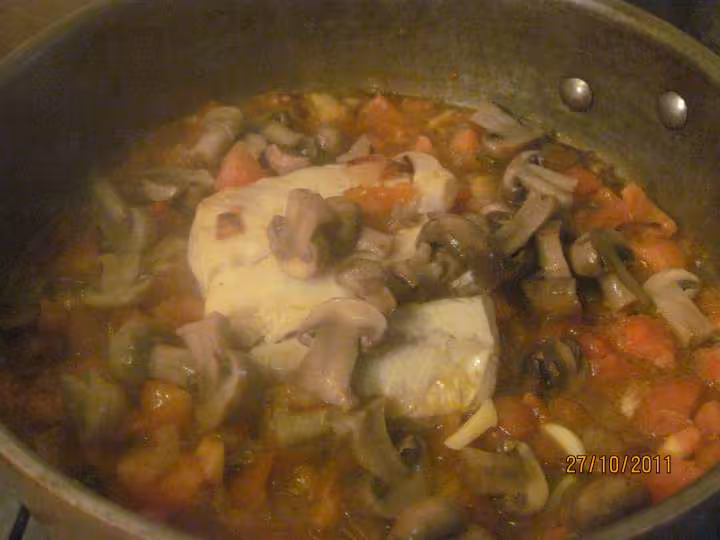 Pave de cabillaud aux legumes crevettes