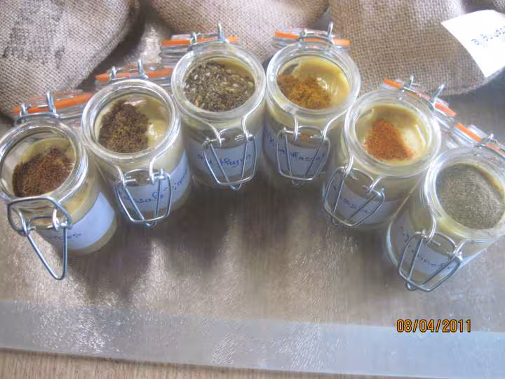 Petits pots de moutarde assaisonnees