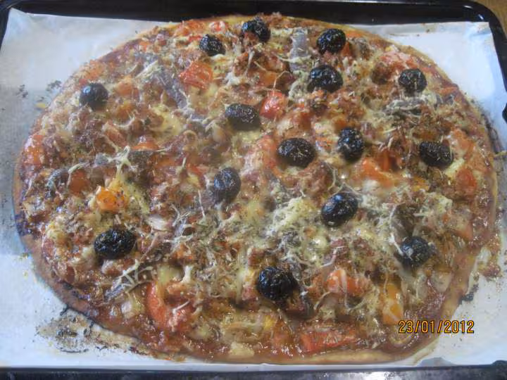 Pizza au poisson a l echalotes
