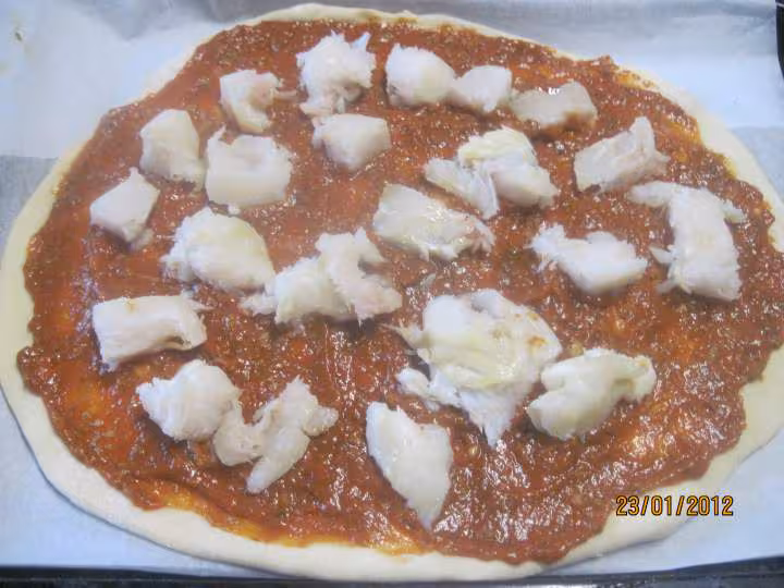 Pizza au poisson a l echalotes