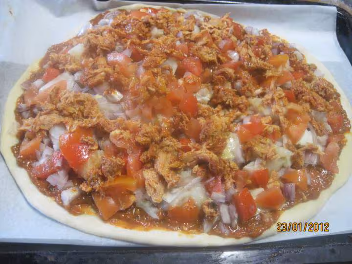 Pizza au poisson a l echalotes