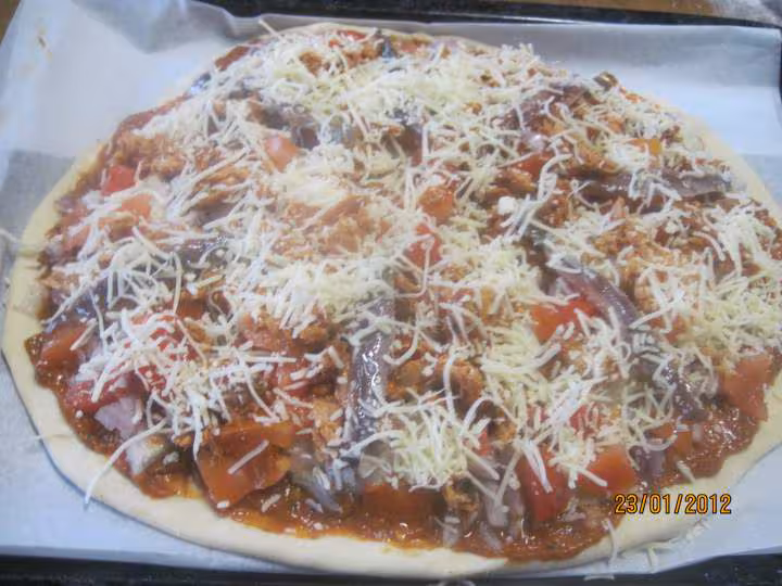 Pizza au poisson a l echalotes