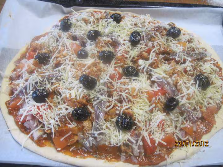 Pizza au poisson a l echalotes