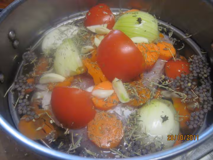 Plat de cote de porc aux lentilles
