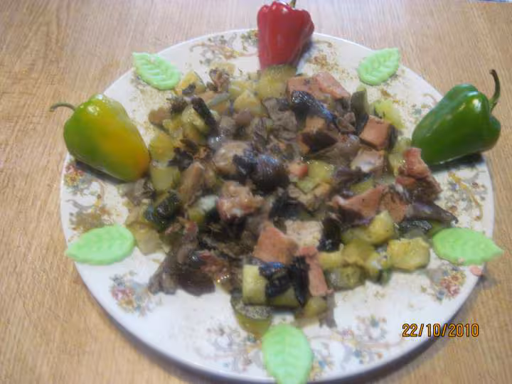 Plat de courgettes champignons veau