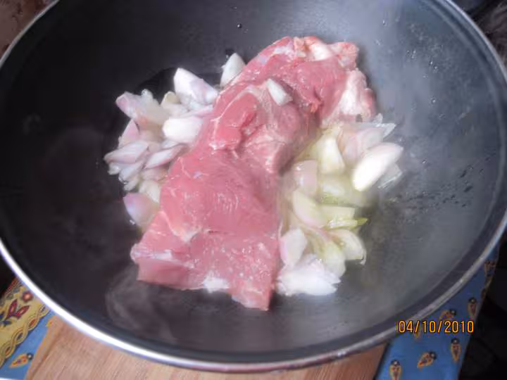 Pointe de porc aux legumes en sauce madere