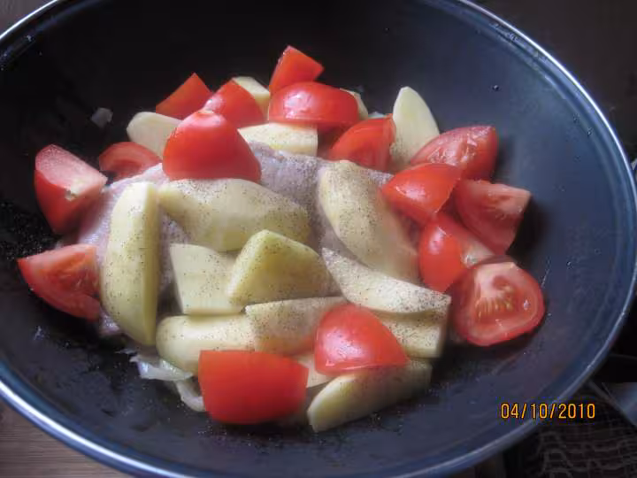 Pointe de porc aux legumes en sauce madere