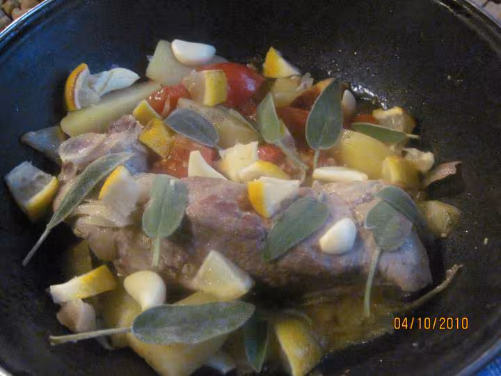 Pointe de porc aux legumes en sauce madere