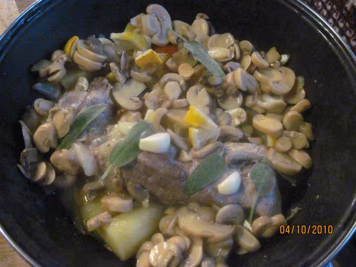 Pointe de porc aux legumes en sauce madere