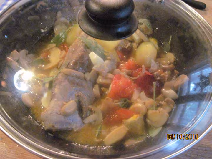 Pointe de porc aux legumes en sauce madere
