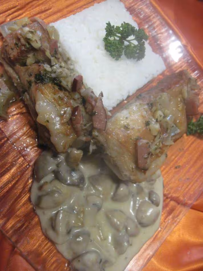 Poitrine de veau aux champignons la cr me