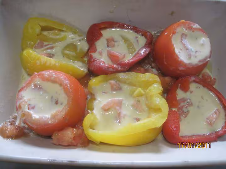 Poivrons amp tomates farcis omelette
