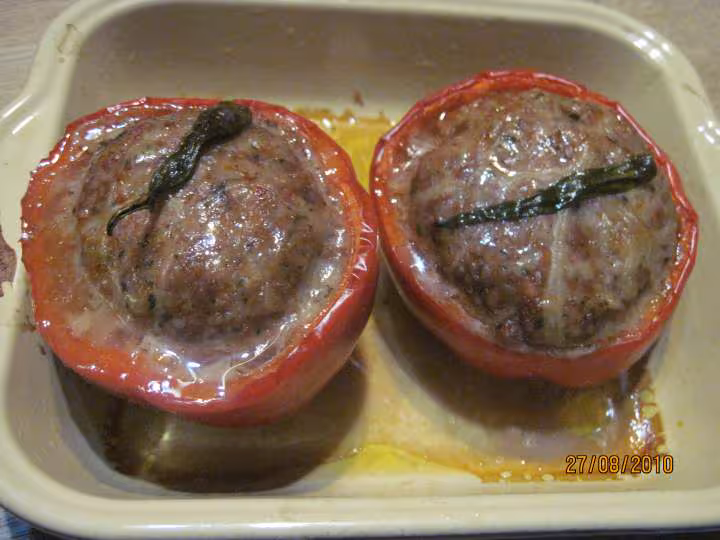 Poivrons rouges farcis aux crepinettes