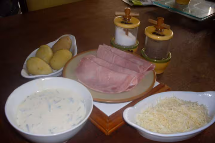 Pommes de terre au jambon