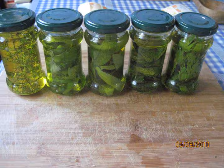 Pots d huile d olive aux aromates frais