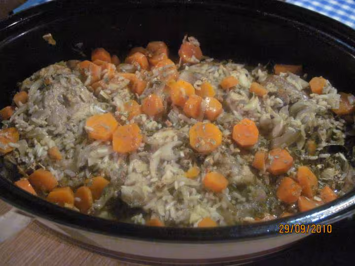 Poulet au riz carottes a la moutarde massale