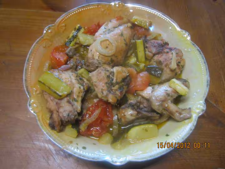 Poulet et legumes mijotes