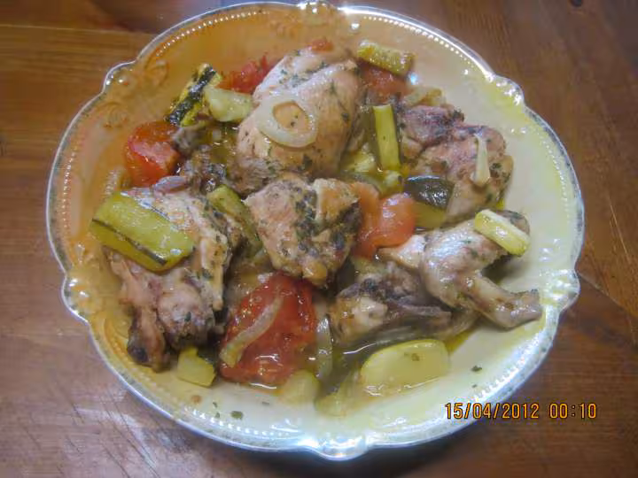 Poulet et legumes mijotes