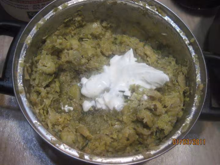 Puree aux choux brucelles au saucisson fume