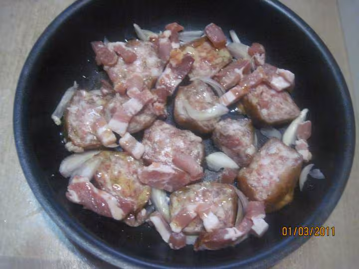 Puree aux choux brucelles au saucisson fume